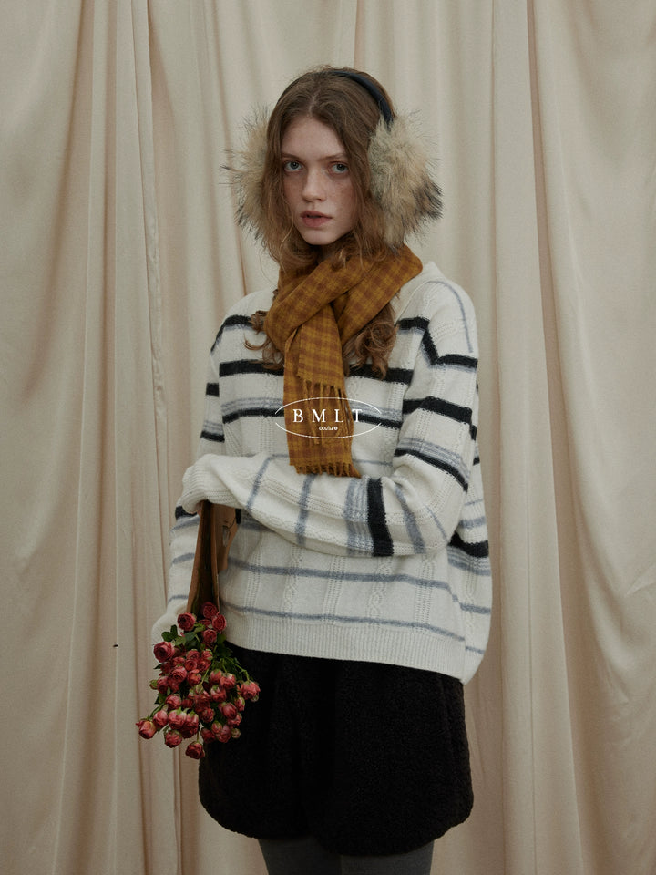 Winter Stripe Wool Knit Pullover BMKP0295