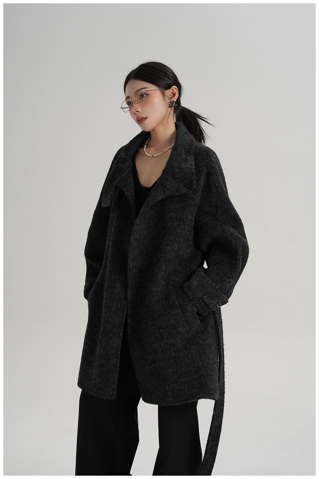 Softline Asymmetrical Wool Wrap Coat SRWC0319