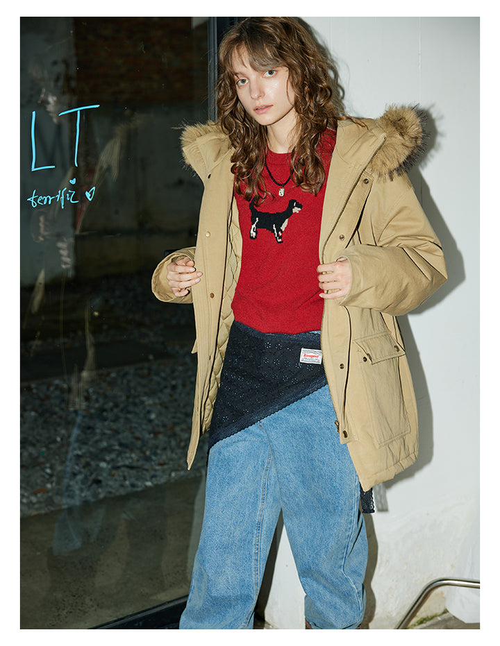 Sandstone Fur-Trim Cotton Parka BMPK0297