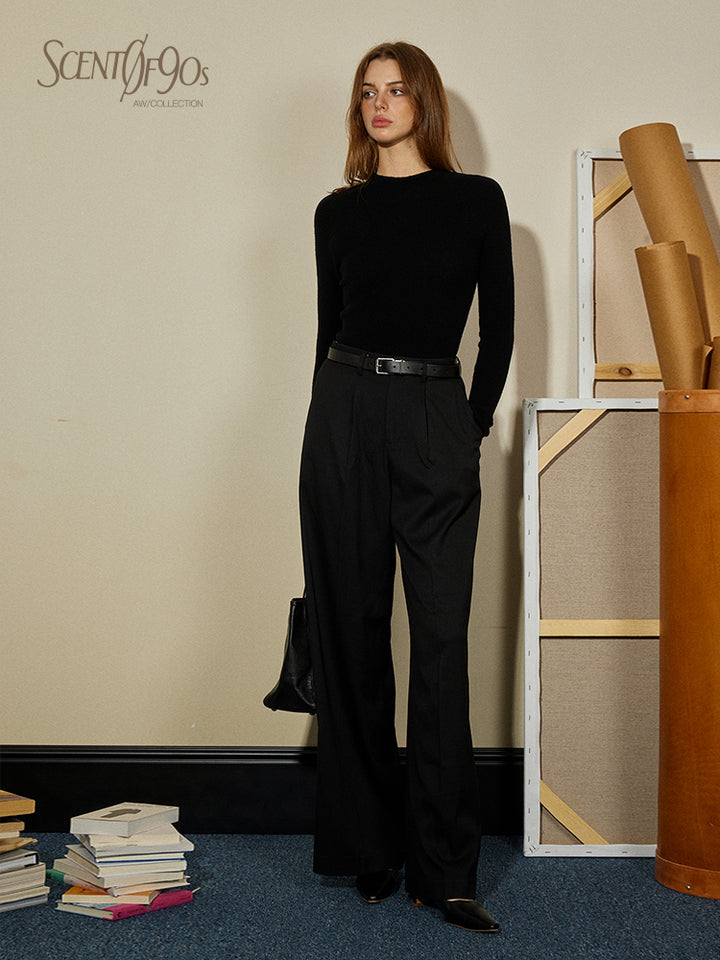 Refined Woolen Crewneck Knit Top SCWT0072