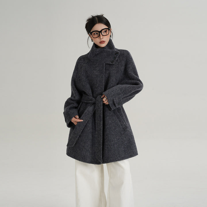 Softline Asymmetrical Wool Wrap Coat SRWC0319