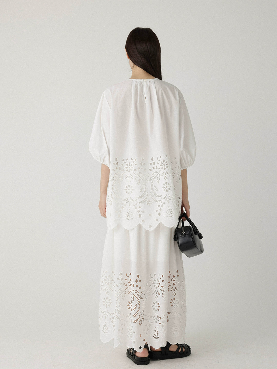 Breeze Broderie Cotton Puff Sleeve Shirt LCPS0194