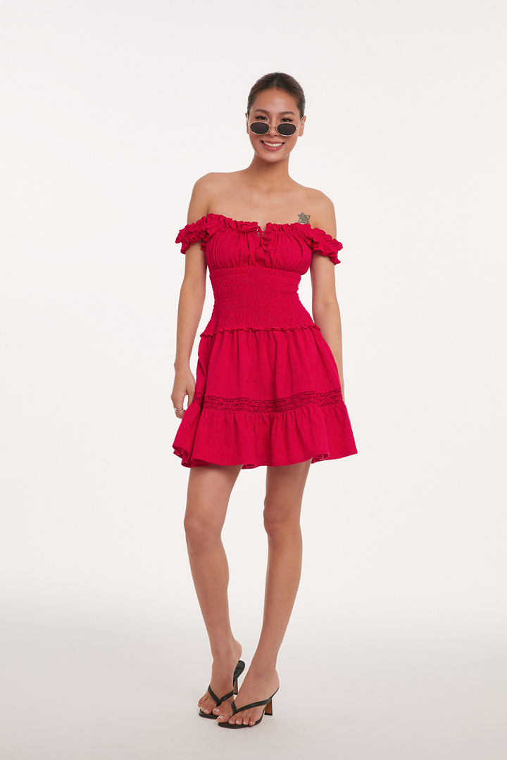 Ruffle Charm Smocked Mini Dress DGMD0237