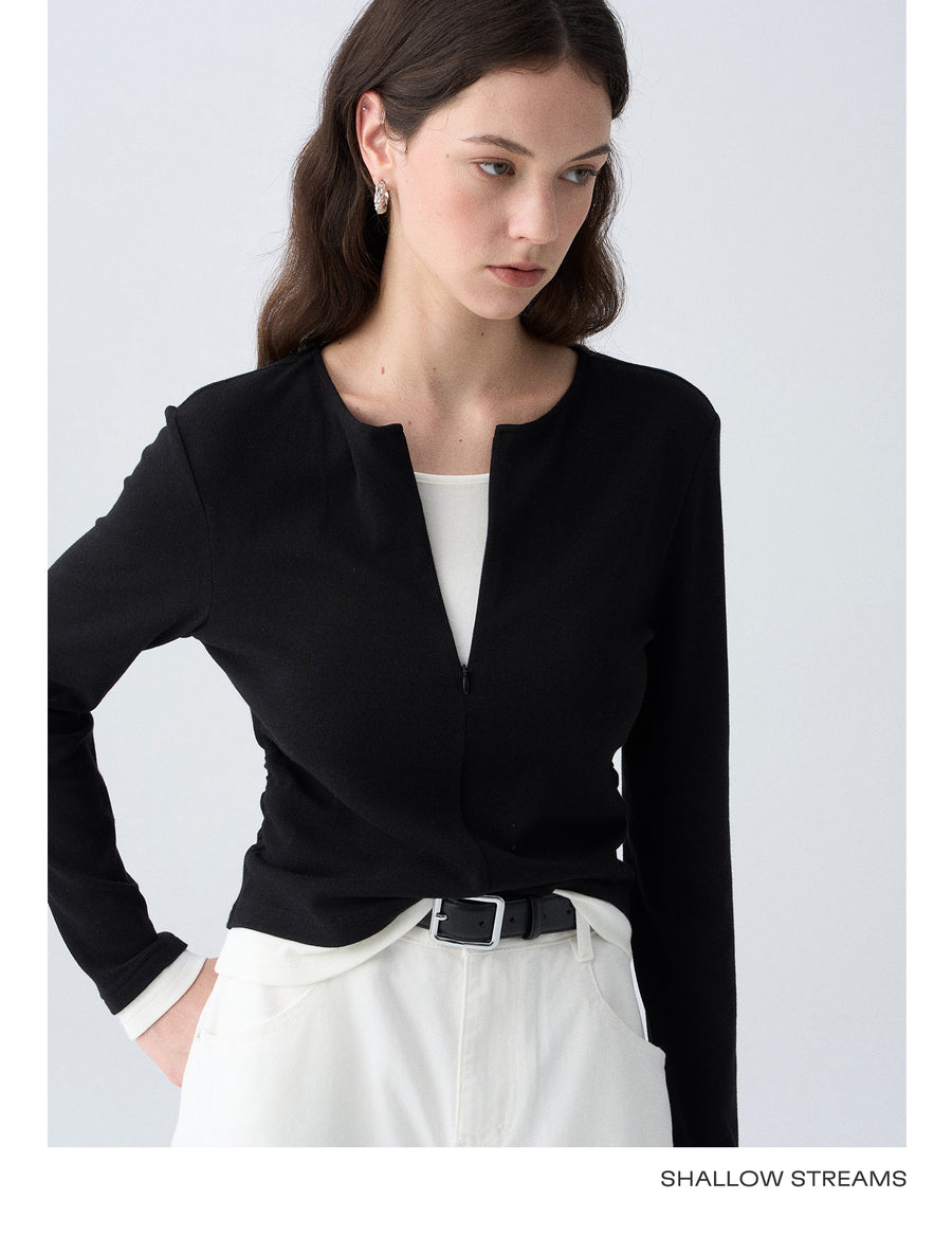 Contrast Layer Knit Cardigan SSKC0287