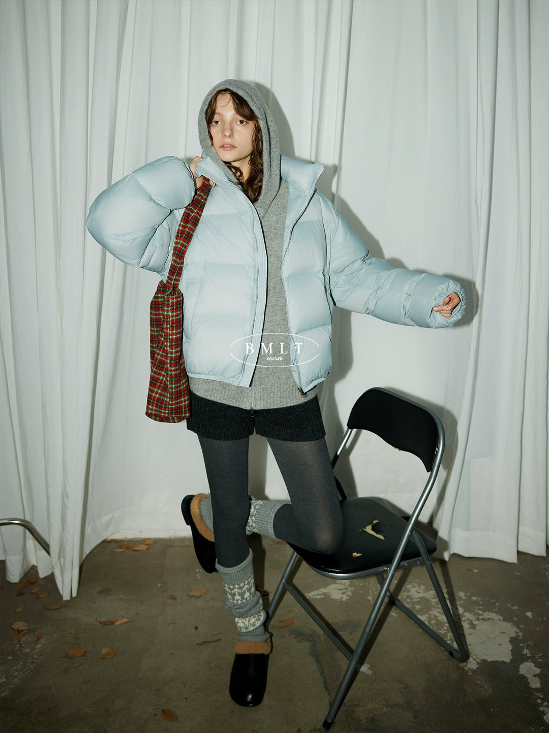 BMLT [Saint-Dropez] 90 white duck down winter down jacket thickened warm bread jacket stand-up collar zipper short jacket