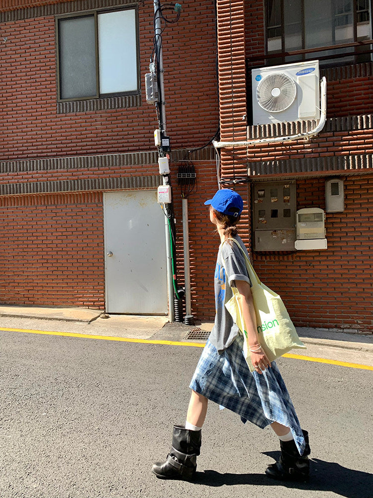 Vintage Asymmetry Check Skirt WSCS0336