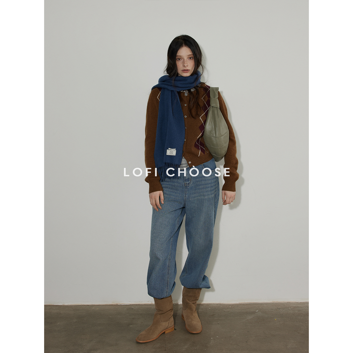 Vintage Argyle Knit Cardigan LCKC0291