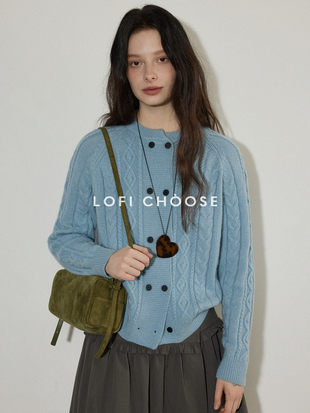 Vintage Cable Knit Double-Button Cardigan LCDC0314