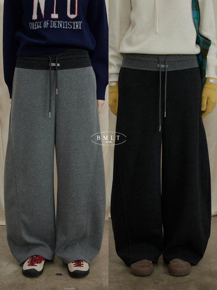 BMLT [Thousands of Que Song] Korean straight contrast splicing thickened sports sweatpants loose and versatile slacks