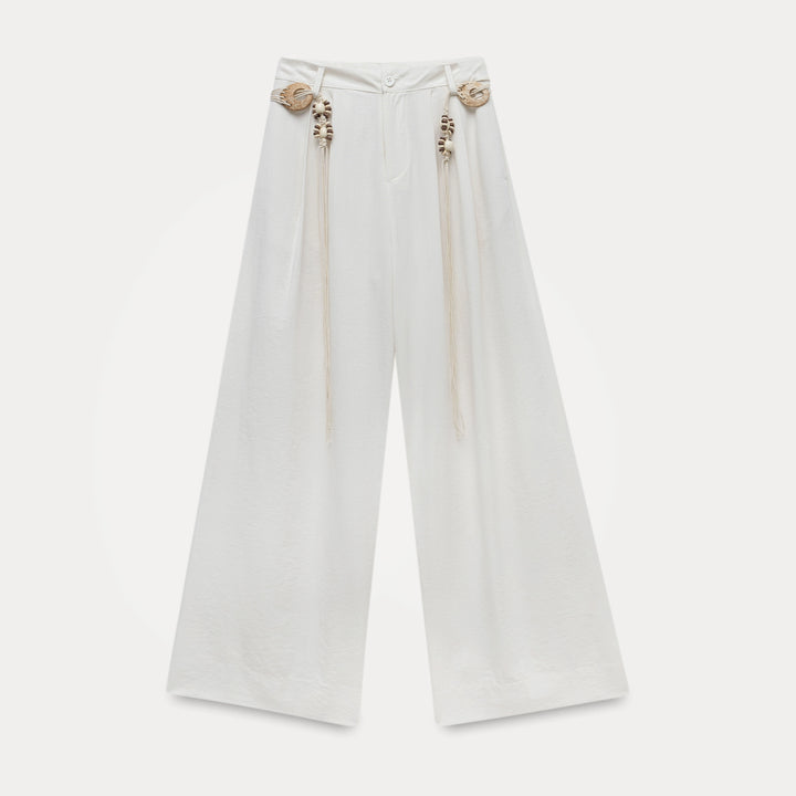 BohoCharm Shell Embellished Wide-Leg Pants EKWP0204