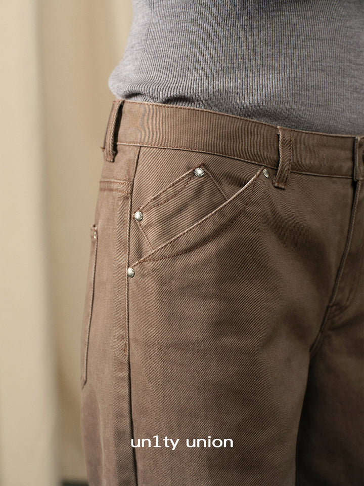 Vintage Cocoa Twill Straight-Leg Pants UUSP0310