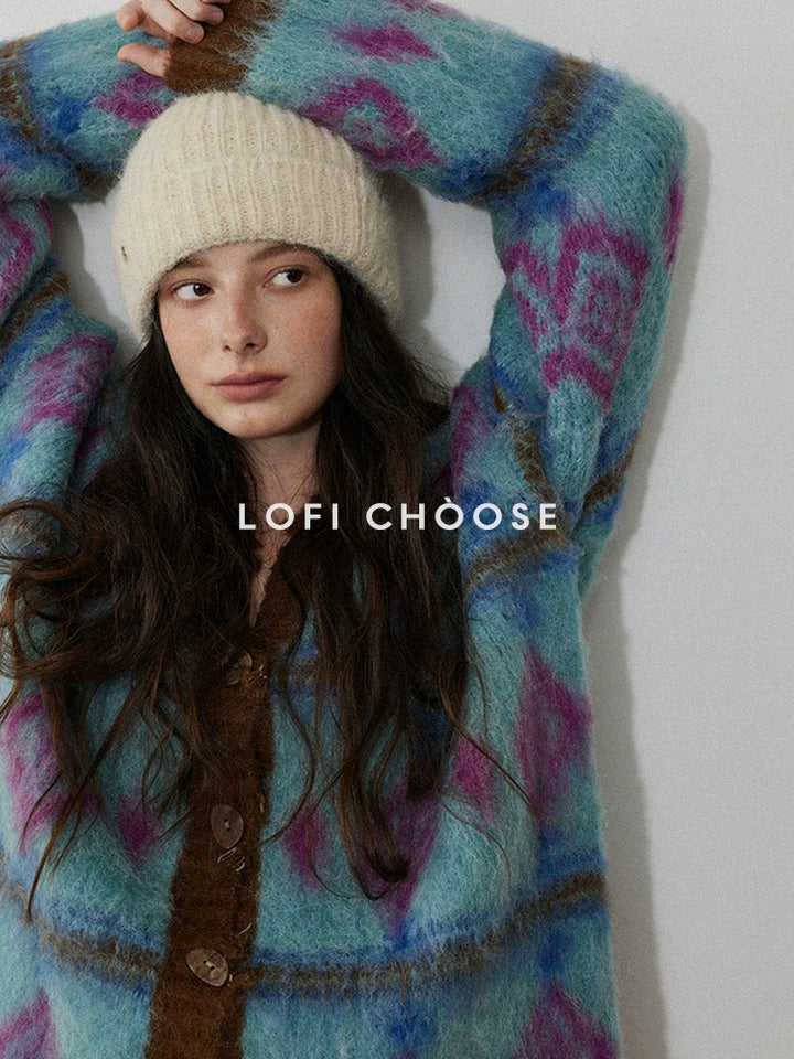 Vintage Patterned Knitted Cardigan LCVC0055