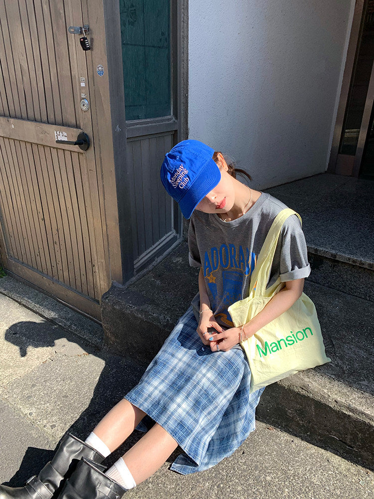 Vintage Asymmetry Check Skirt WSCS0336