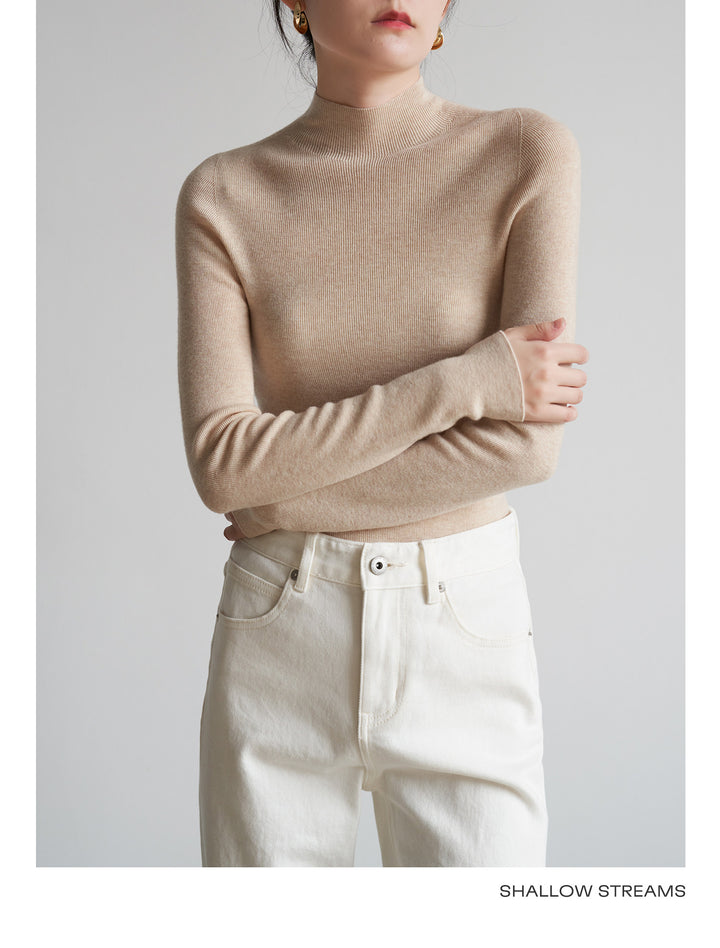 Silkline Merino Mock Neck Knit Top SSKT0316