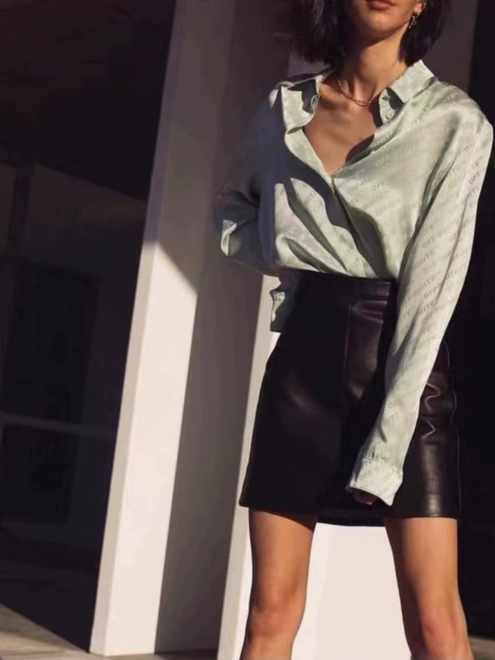 Chic High-Waist A-Line Leather Skirt NCLS0112