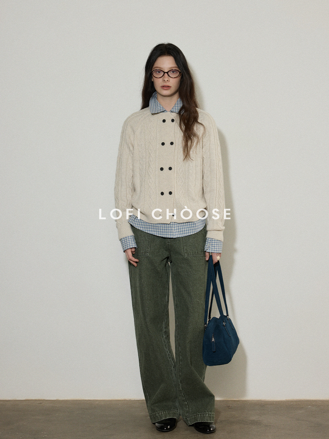 Vintage Cable Knit Double-Button Cardigan LCDC0314