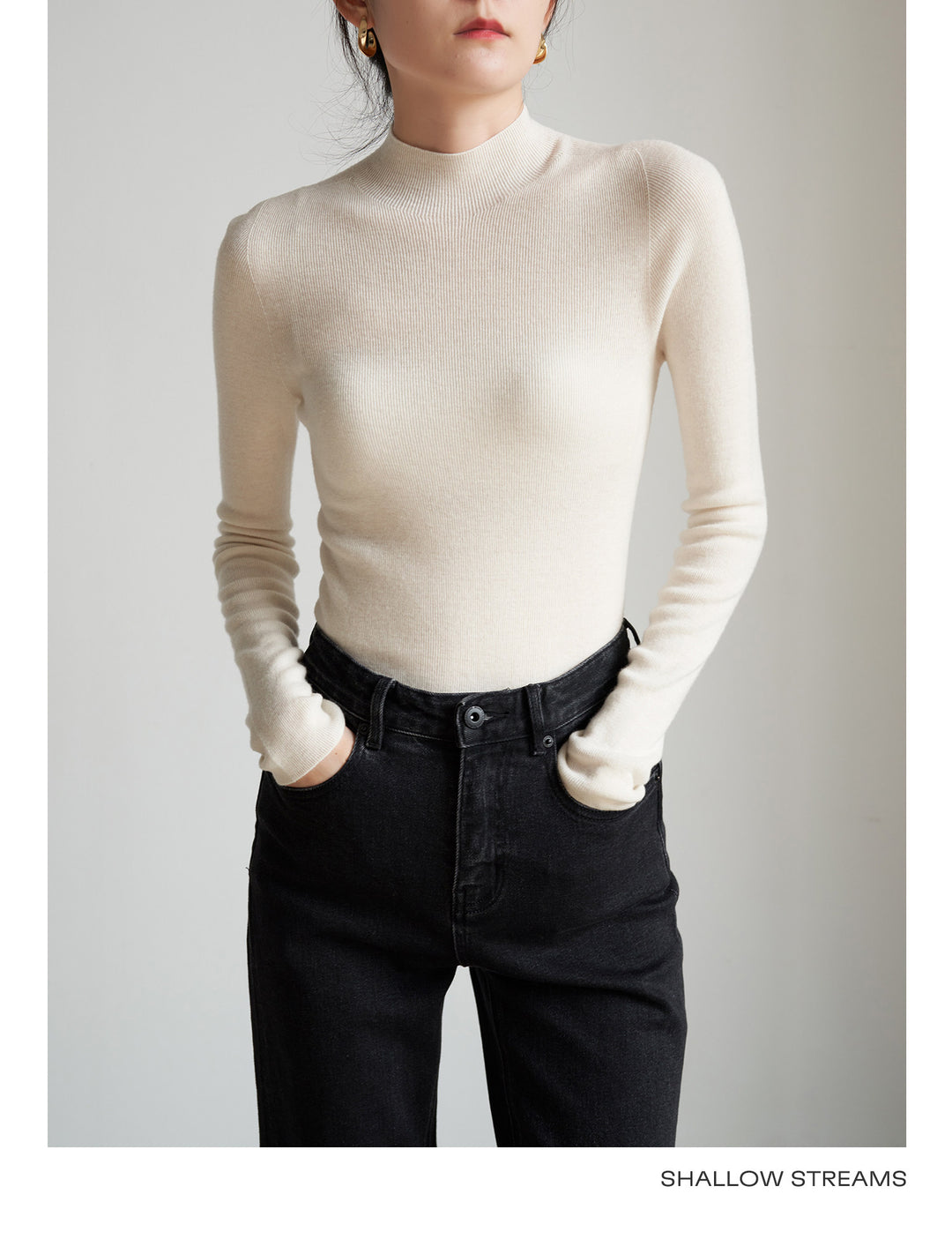 Silkline Merino Mock Neck Knit Top SSKT0316