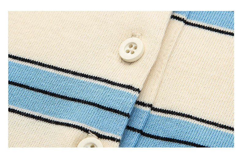 Retro Stripe Oversized Polo Long Sleeve TSOP0278