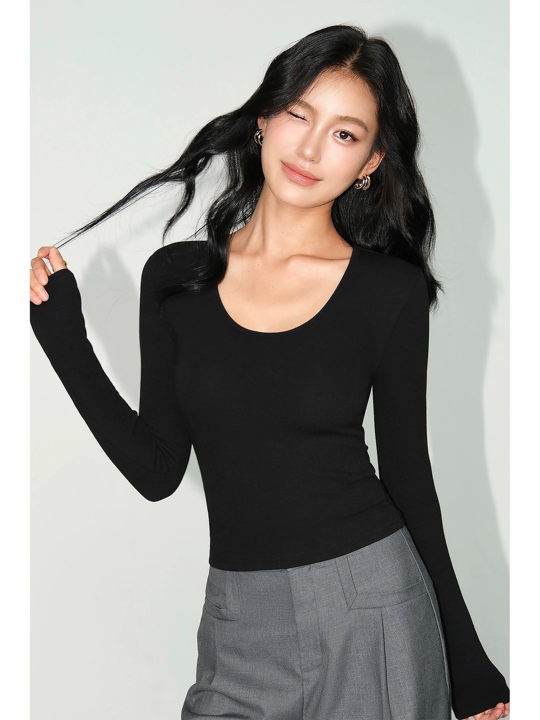 U-Neck Curve Hug Cropped Top NHCT0260