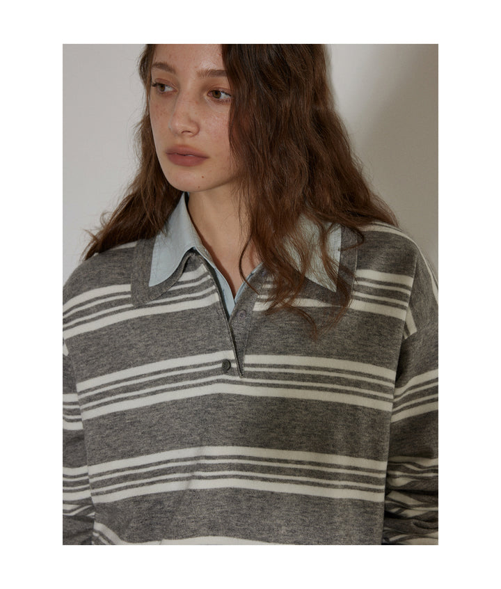 Heather Stripe Relaxed Polo Knit LCPK0281