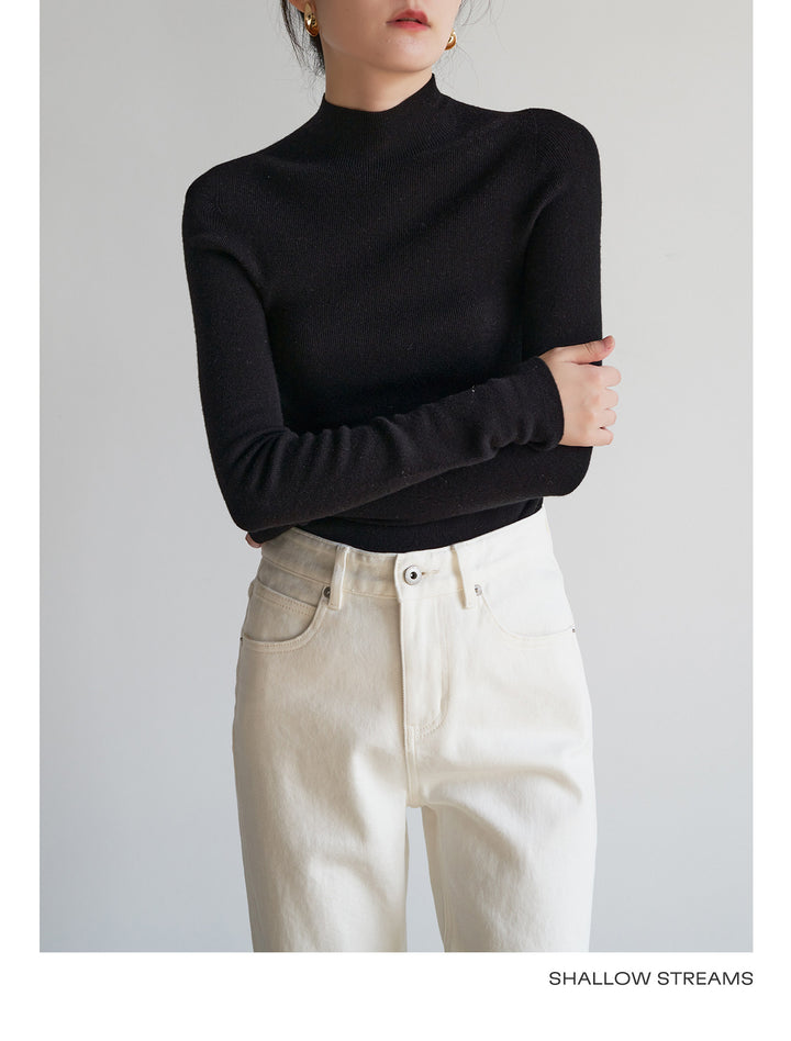 Silkline Merino Mock Neck Knit Top SSKT0316