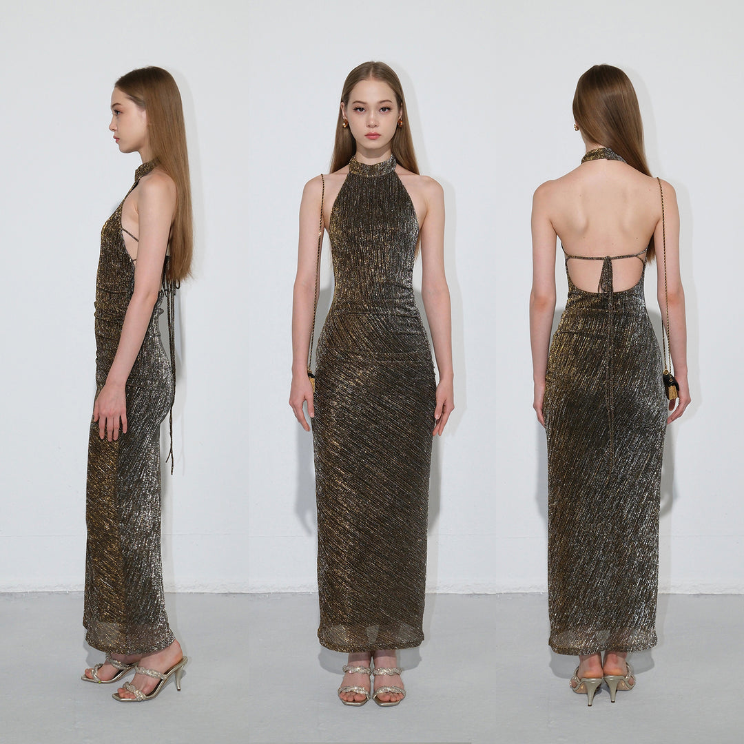 Golden Glimmer Halter Dress & Top SNTT0255