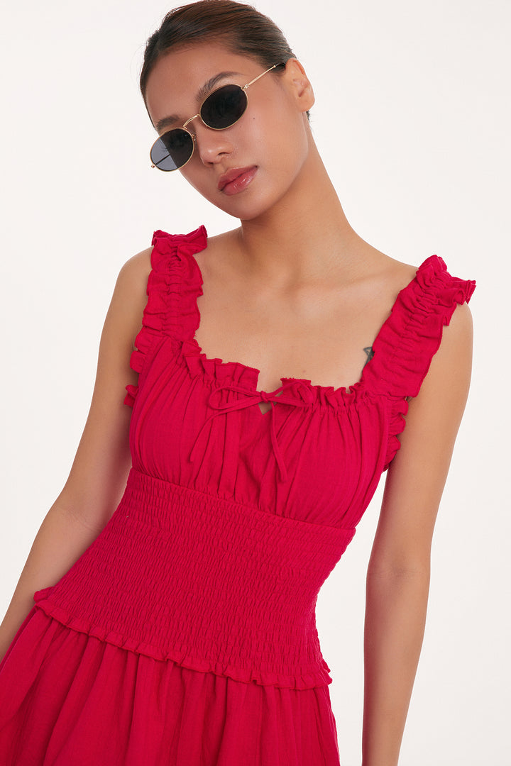 Ruffle Charm Smocked Mini Dress DGMD0237