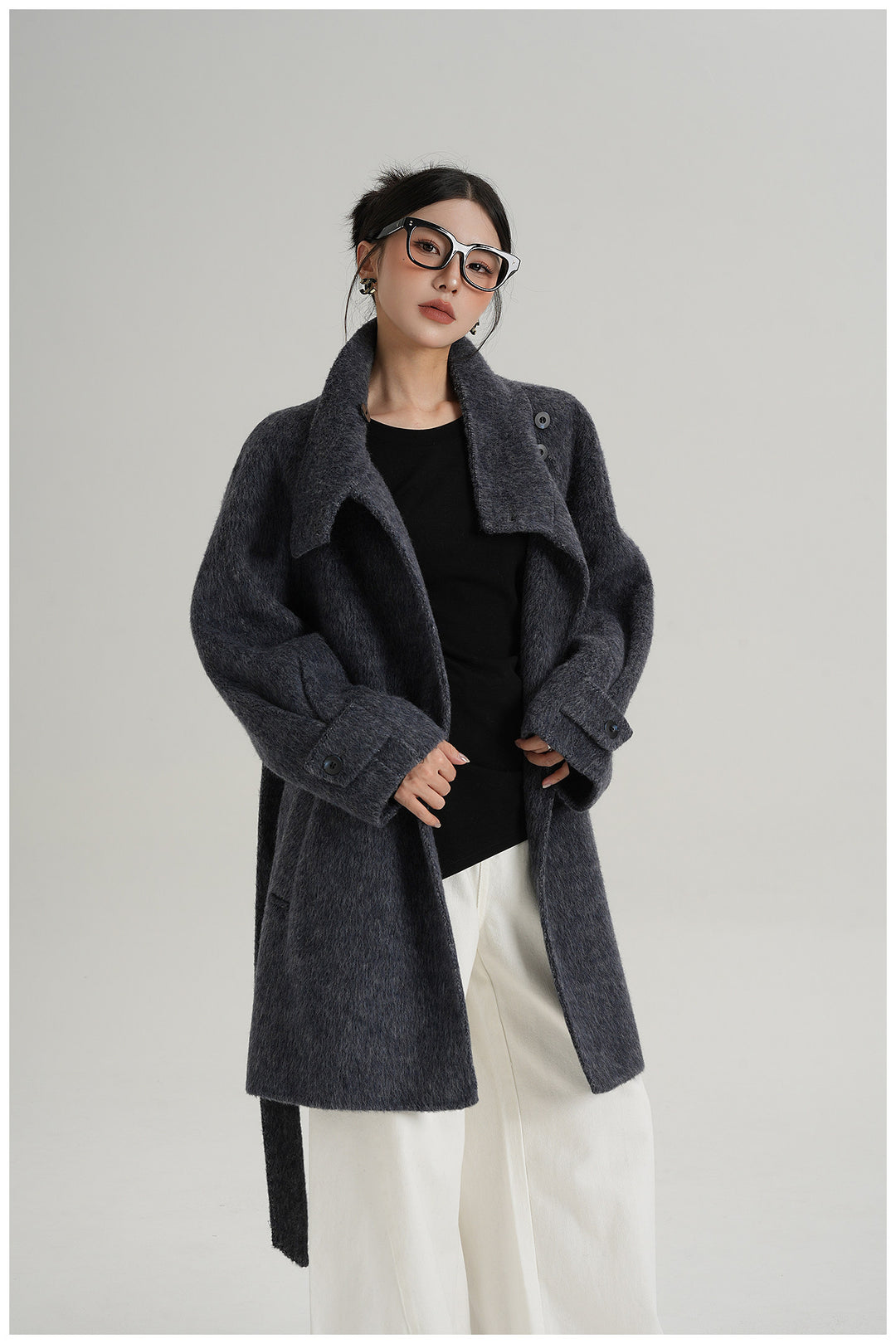Softline Asymmetrical Wool Wrap Coat SRWC0319