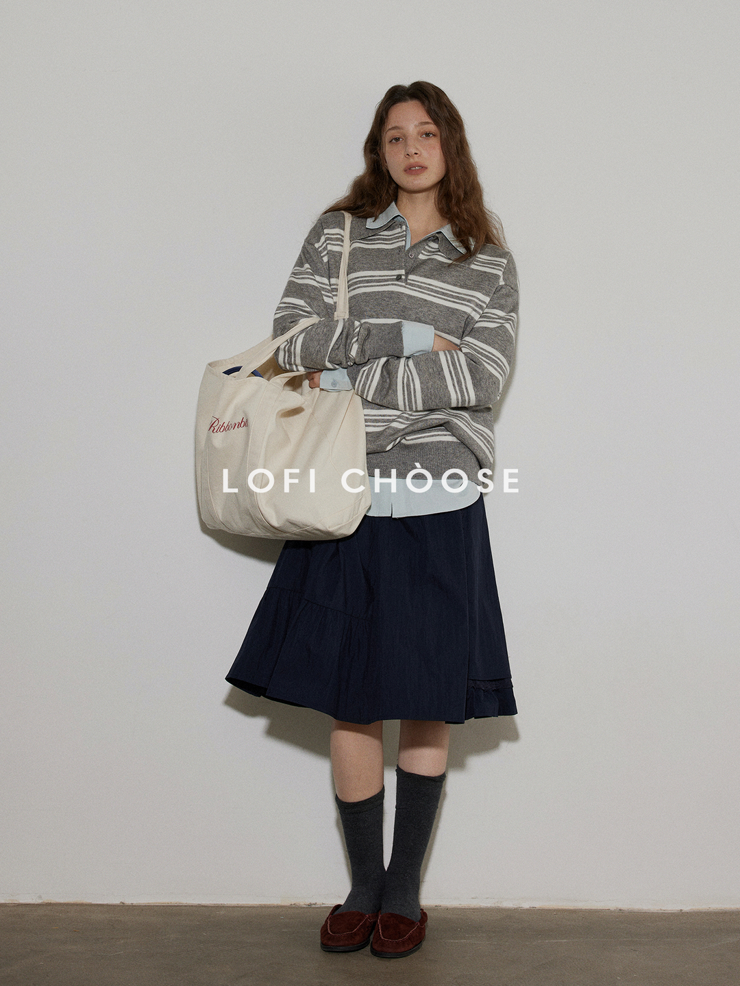 Heather Stripe Relaxed Polo Knit LCPK0281