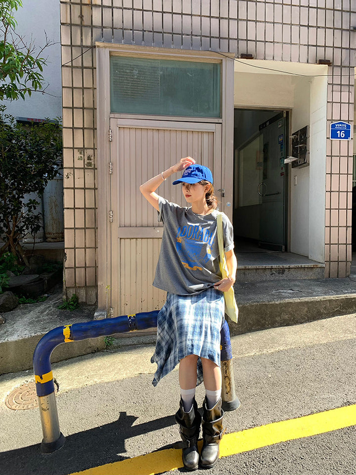 Vintage Asymmetry Check Skirt WSCS0336