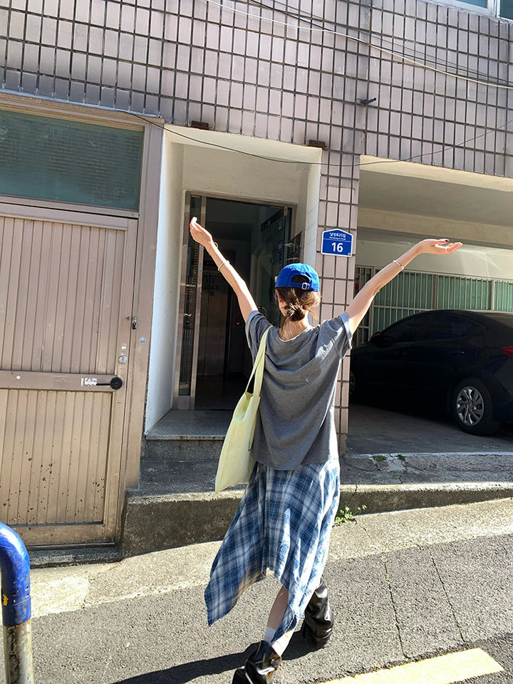 Vintage Asymmetry Check Skirt WSCS0336