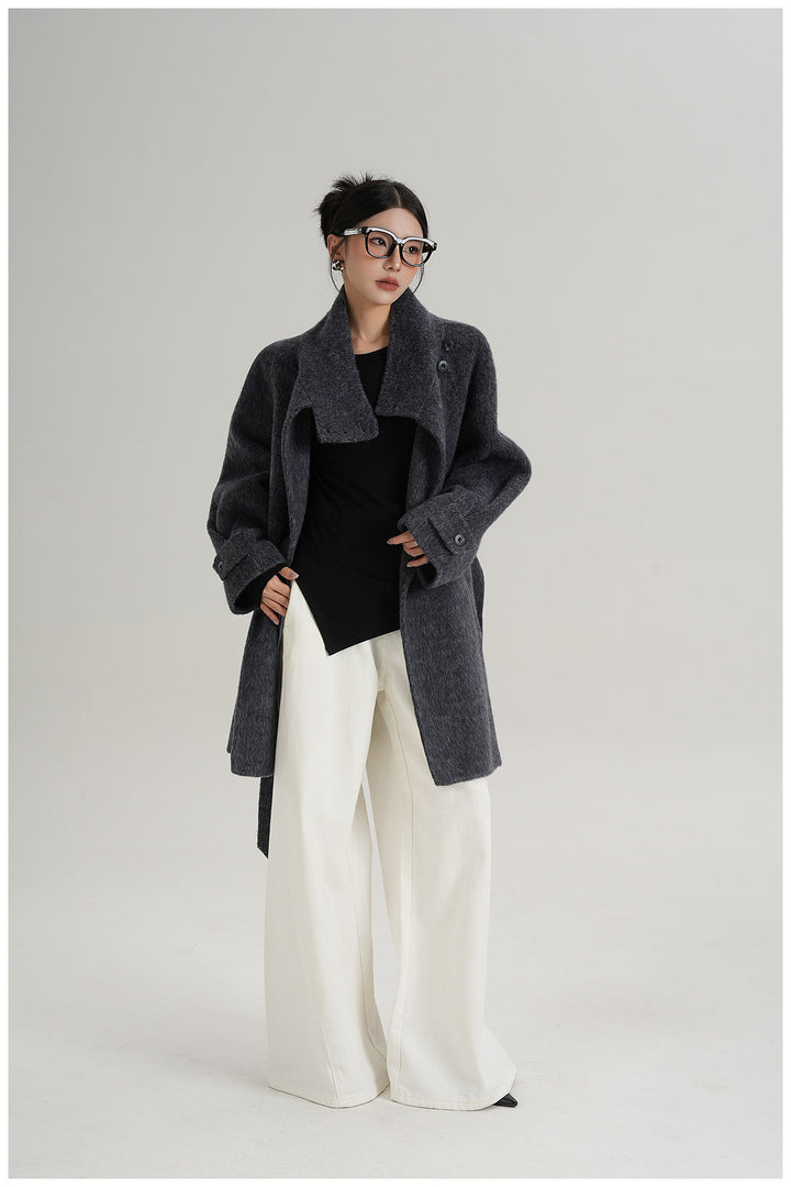 Softline Asymmetrical Wool Wrap Coat SRWC0319