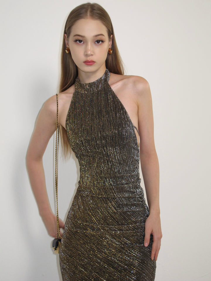 Golden Glimmer Halter Dress & Top SNTT0255