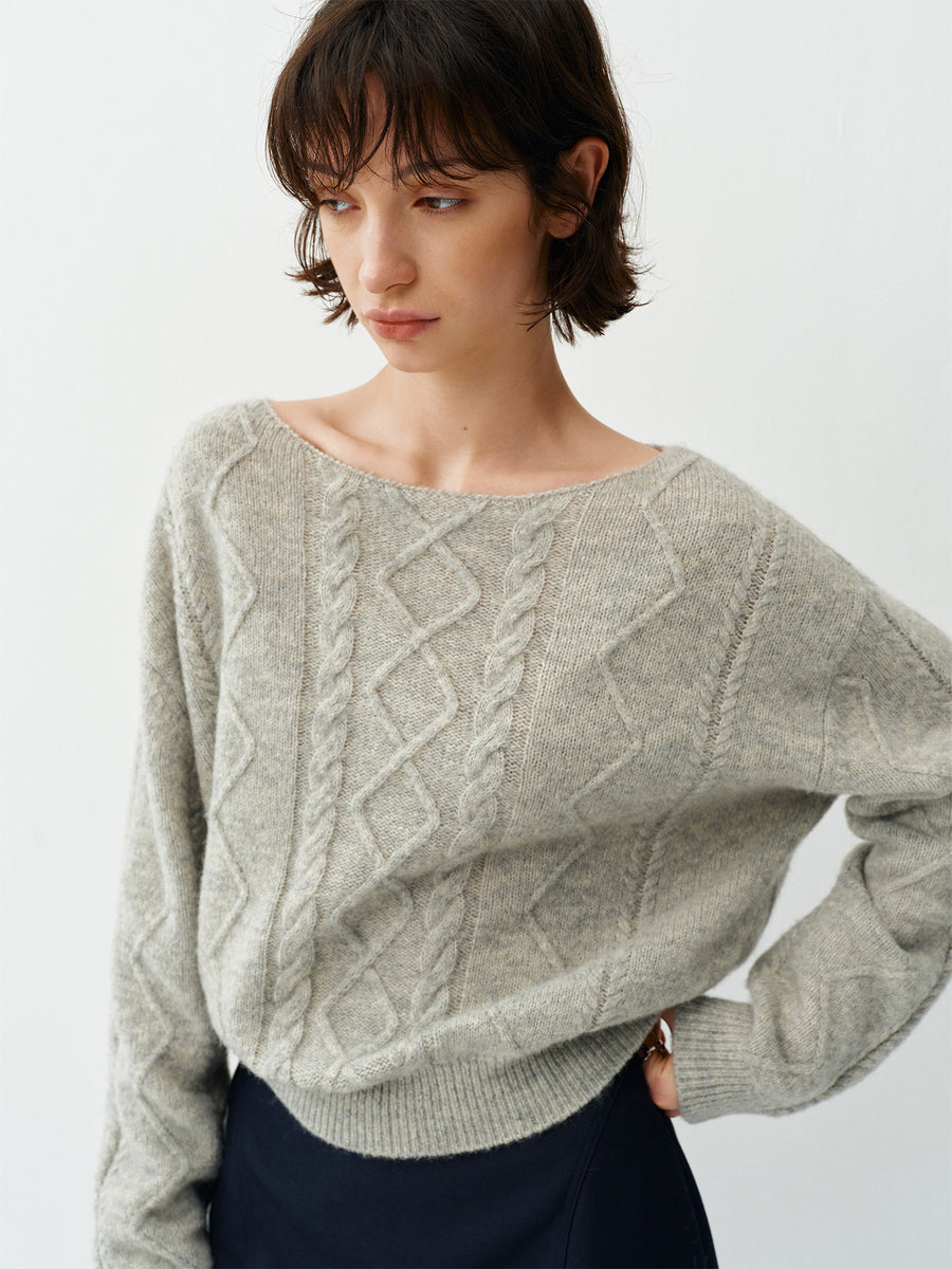 Softline Cable Knit Boatneck Sweater UUBS0309