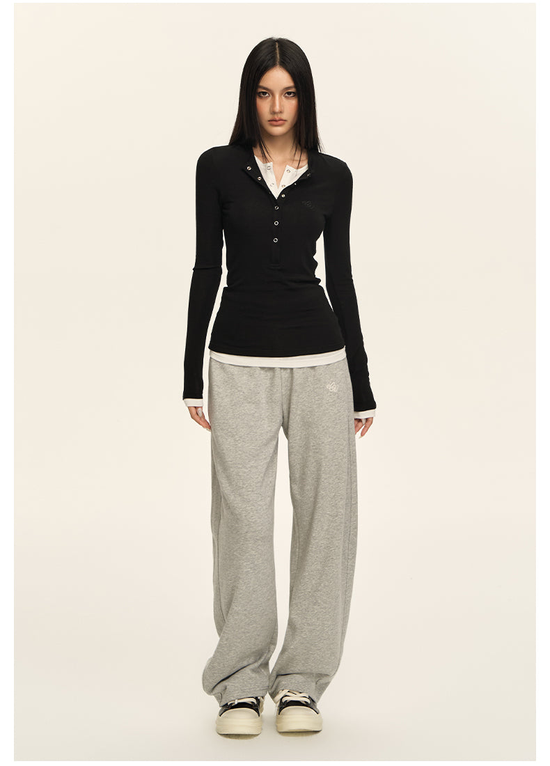 Luxe Layered Henley Top CVLT0157