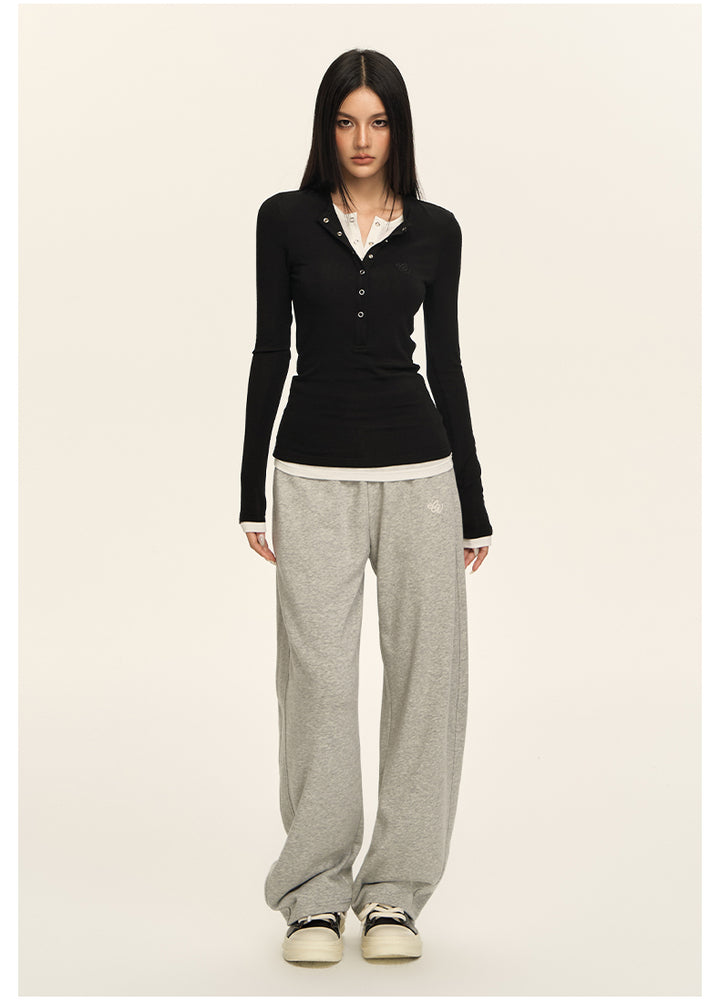 Luxe Layered Henley Top CVLT0157