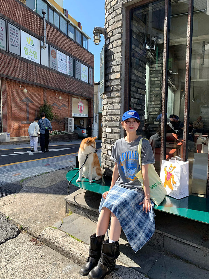 Vintage Asymmetry Check Skirt WSCS0336