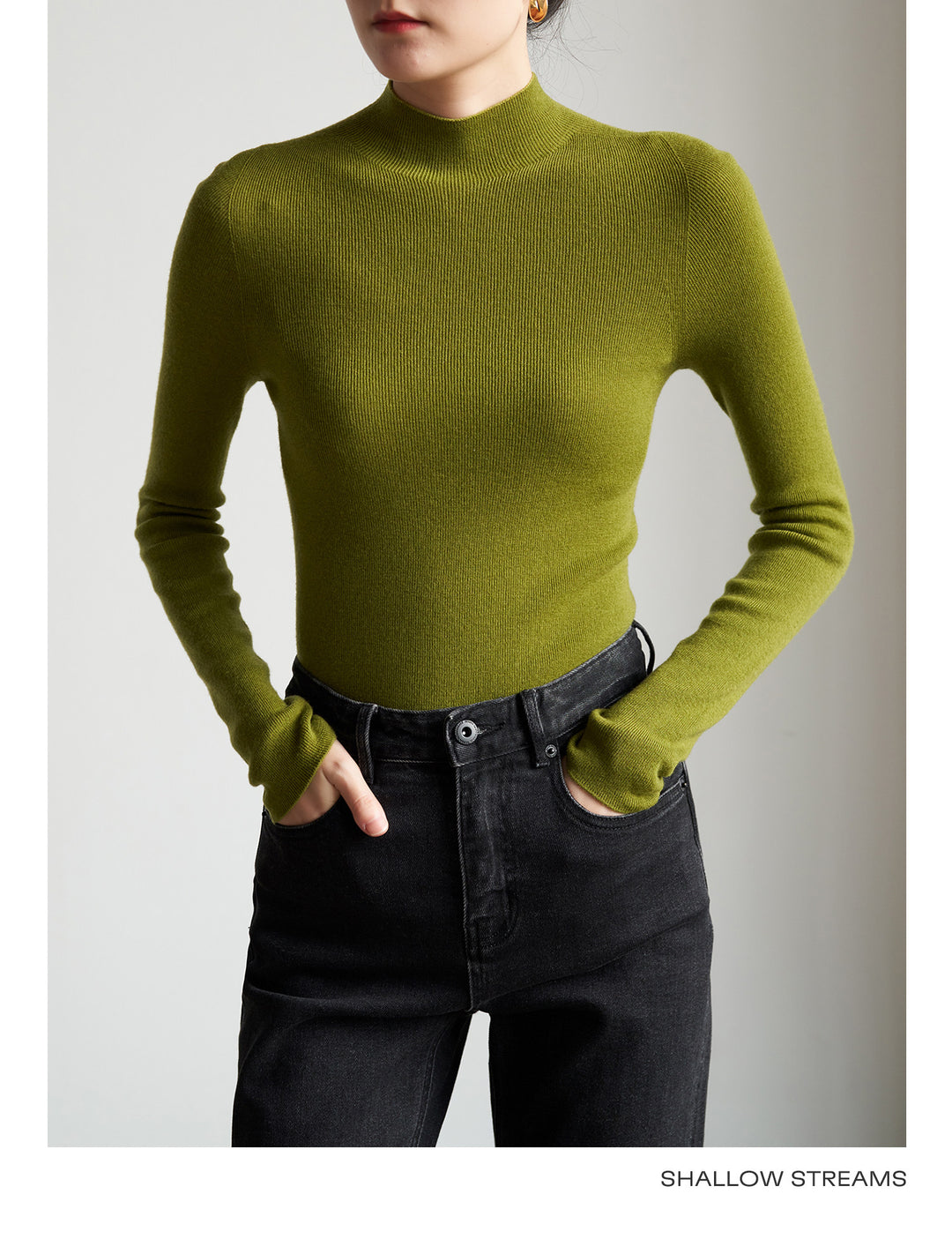 Silkline Merino Mock Neck Knit Top SSKT0316