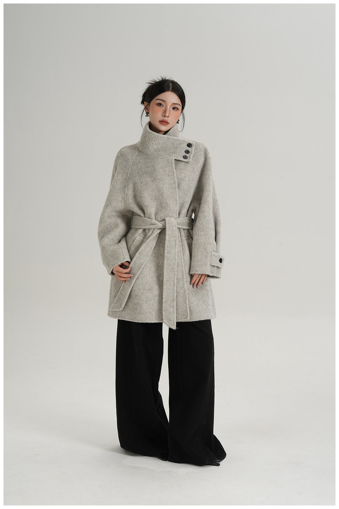 Softline Asymmetrical Wool Wrap Coat SRWC0319