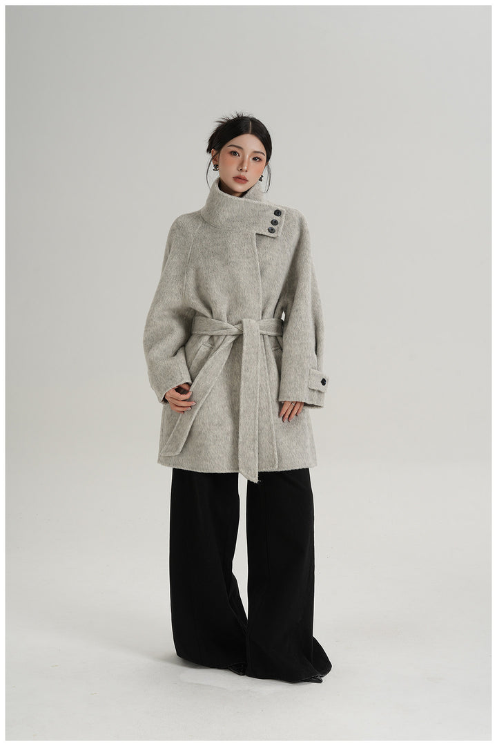 Softline Asymmetrical Wool Wrap Coat SRWC0319