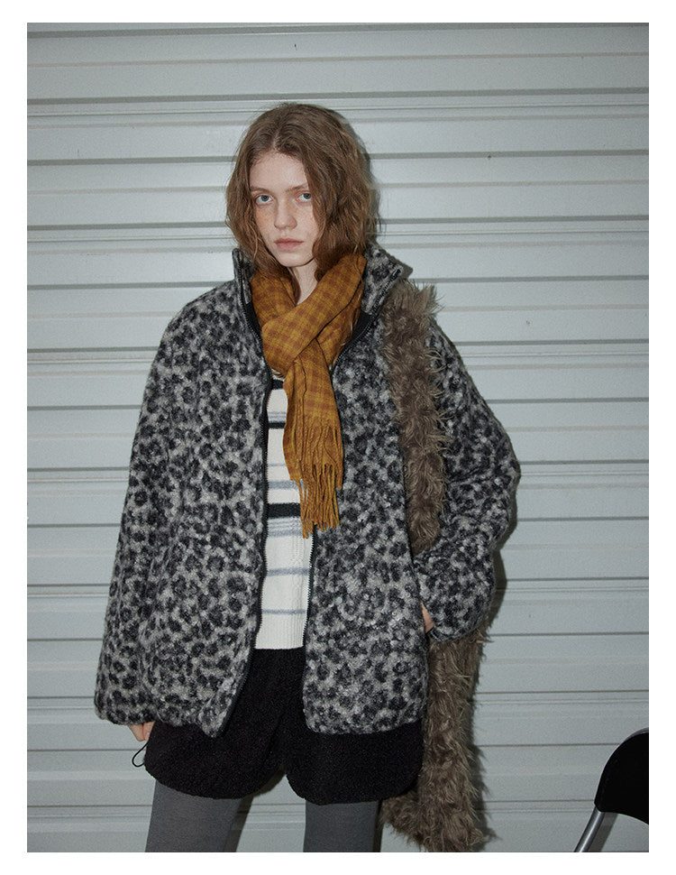 Leopard Pattern Woolen Jacket BMWJ0300