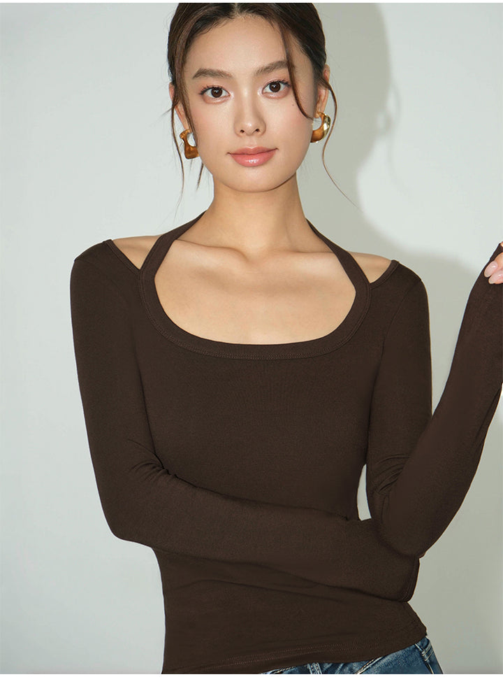Strap Detail Square Neck Long Sleeve NHSN0261