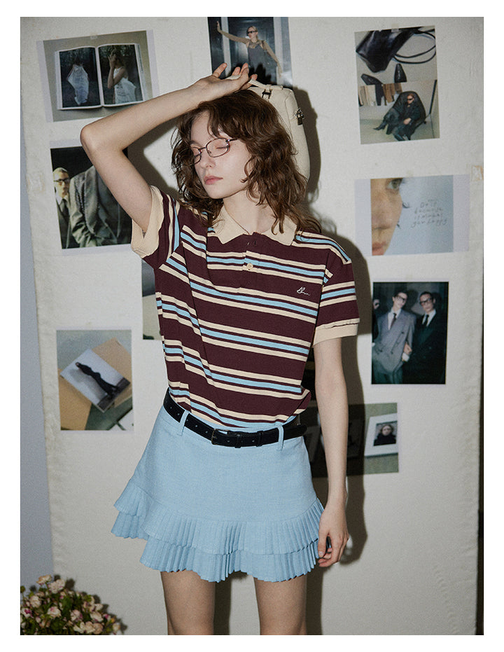 Sky Pleated Layered Mini Skirt BMMS0282