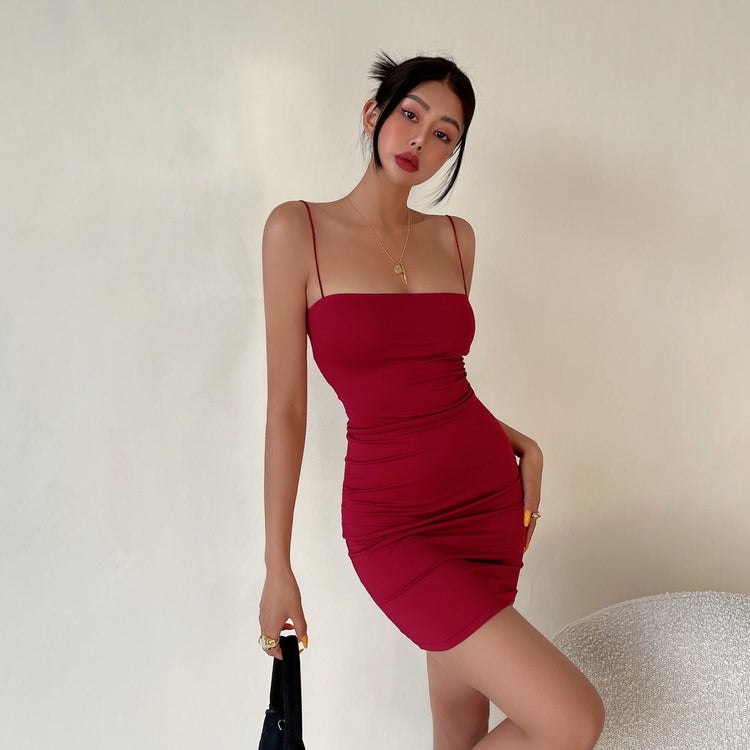 SleekGlow Spaghetti Strap Mini Dress LHMD0243