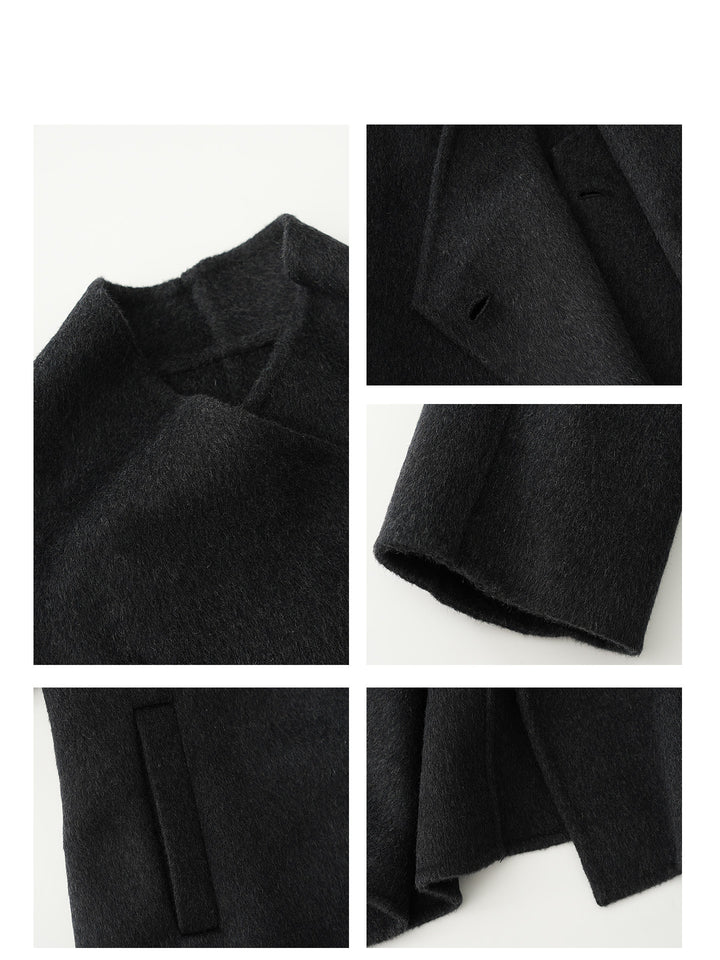 Noir Wrap Belted Wool Coat SRWC0318
