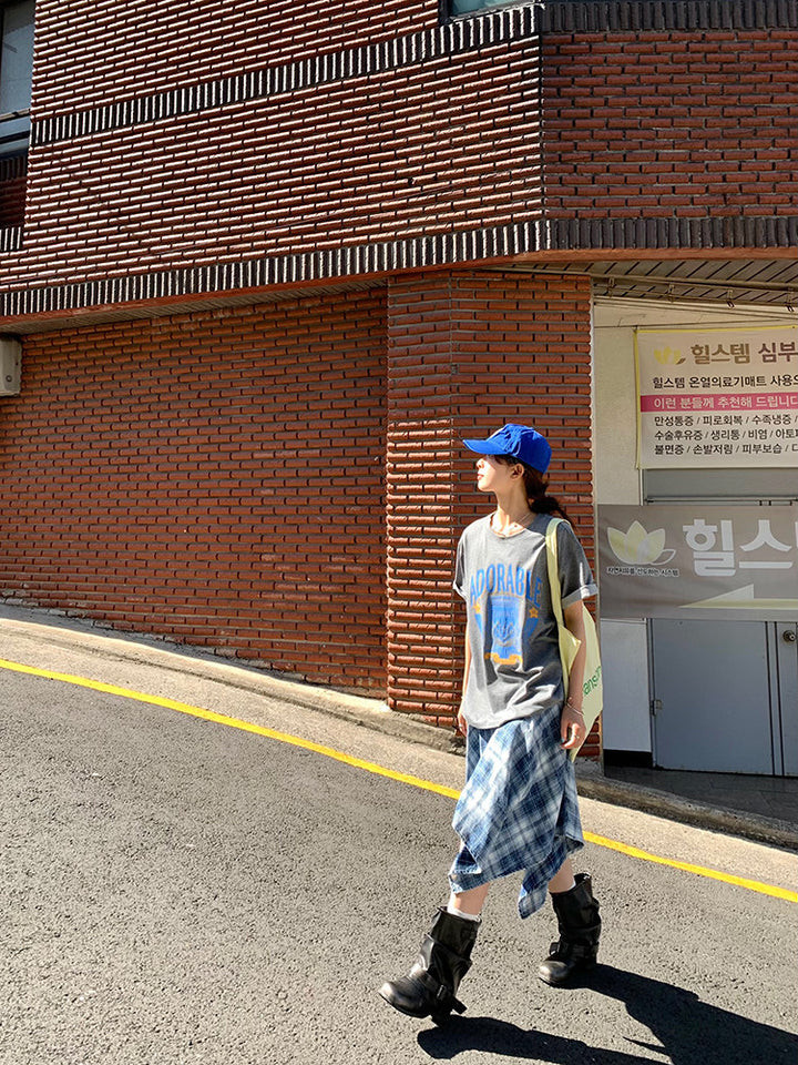 Vintage Asymmetry Check Skirt WSCS0336