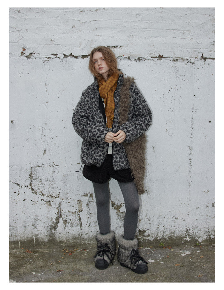 Leopard Pattern Woolen Jacket BMWJ0300