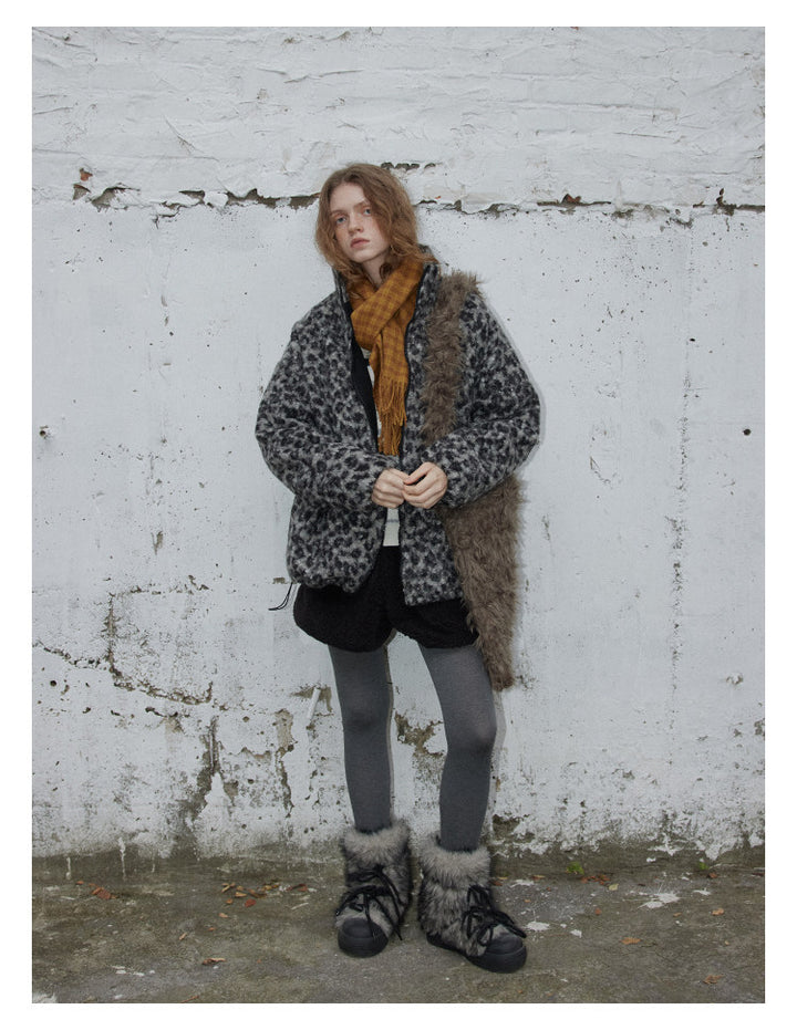 Leopard Pattern Woolen Jacket BMWJ0300