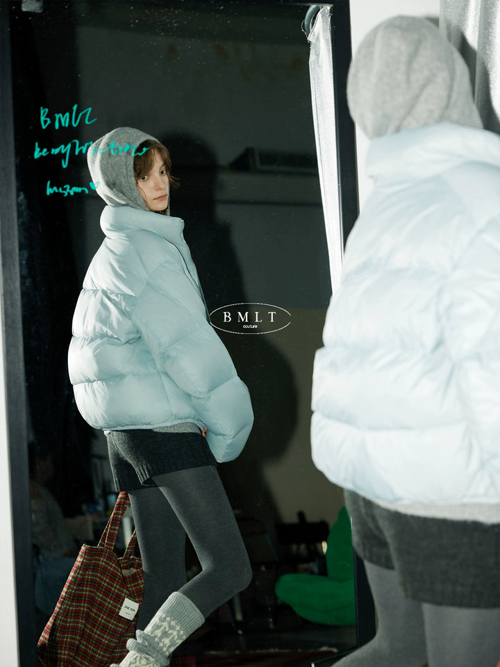 BMLT [Saint-Dropez] 90 white duck down winter down jacket thickened warm bread jacket stand-up collar zipper short jacket