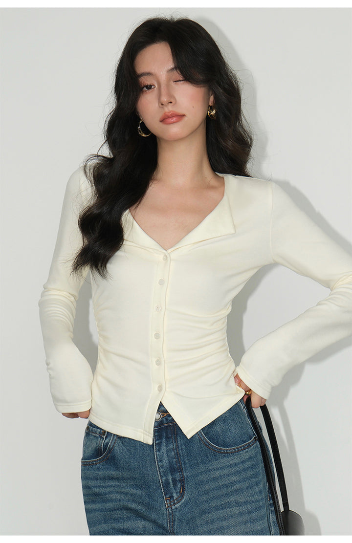 V-Collar Slim Fit Knit Top NHKT0252